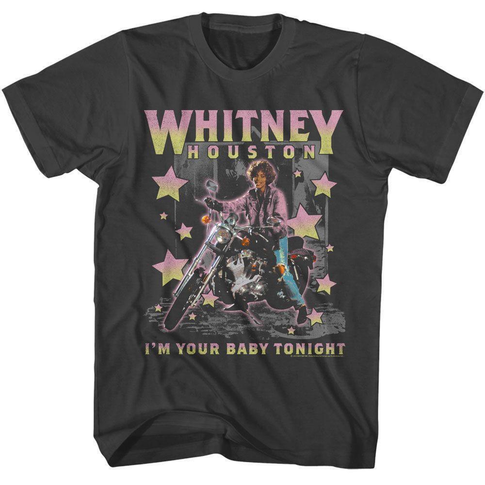 Whitney Houston Motorcycle Stars Smoke Adult T Shirt